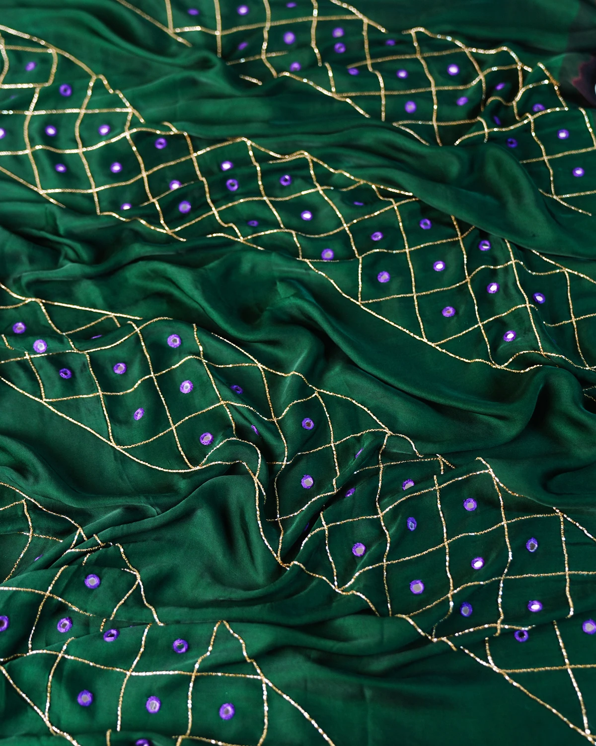 Royal Green Zardozi and Jaal Saree — Royal Green Zardozi and Jaal Saree