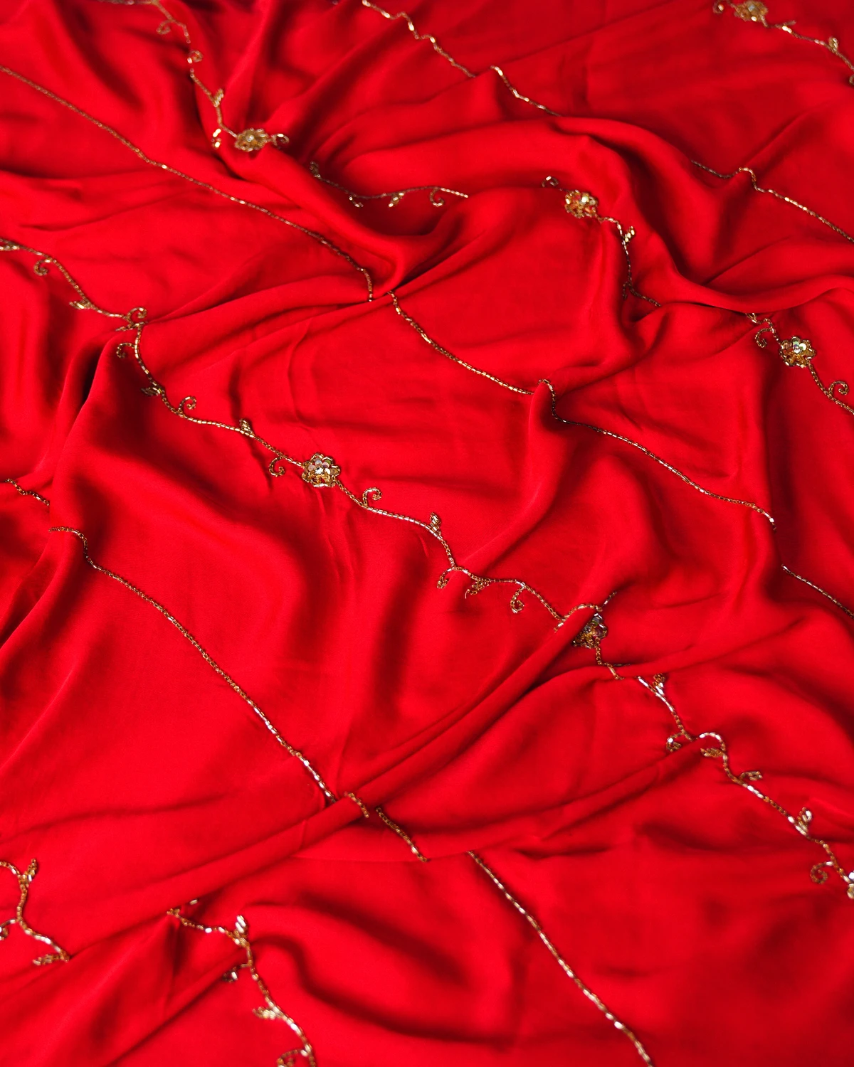 Red Ajrakh Bandhani Saree