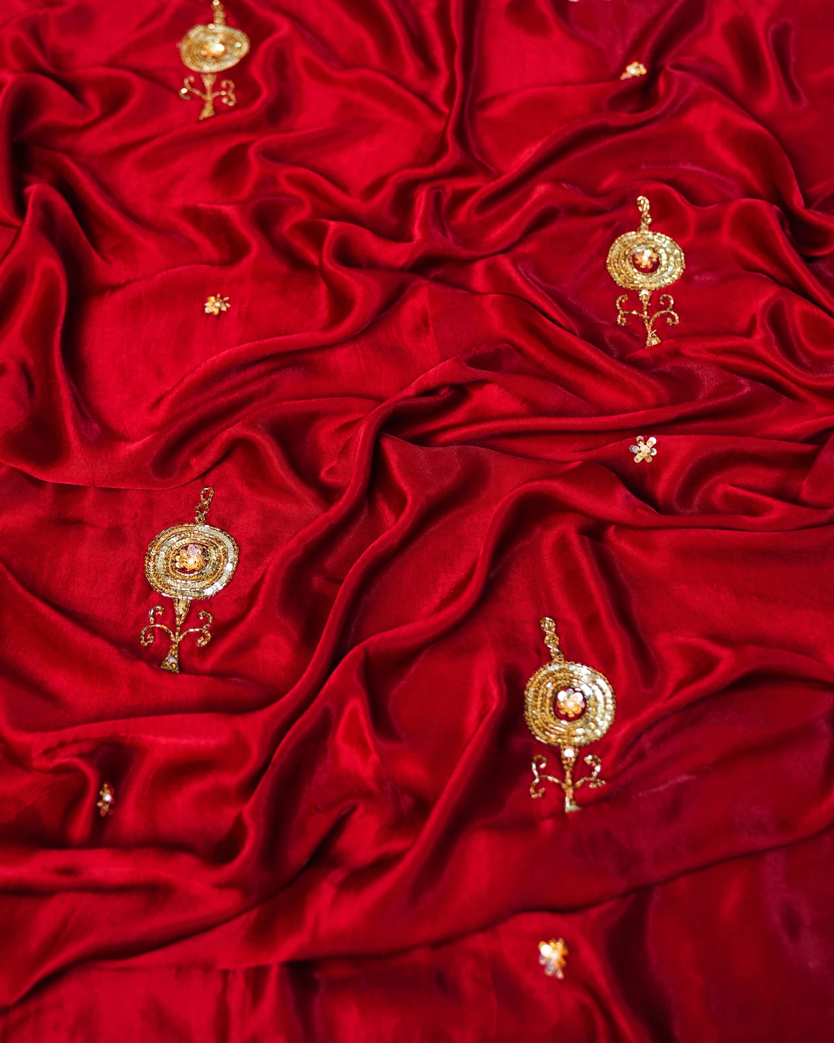 Red Ajrakh Modal Silk Saree