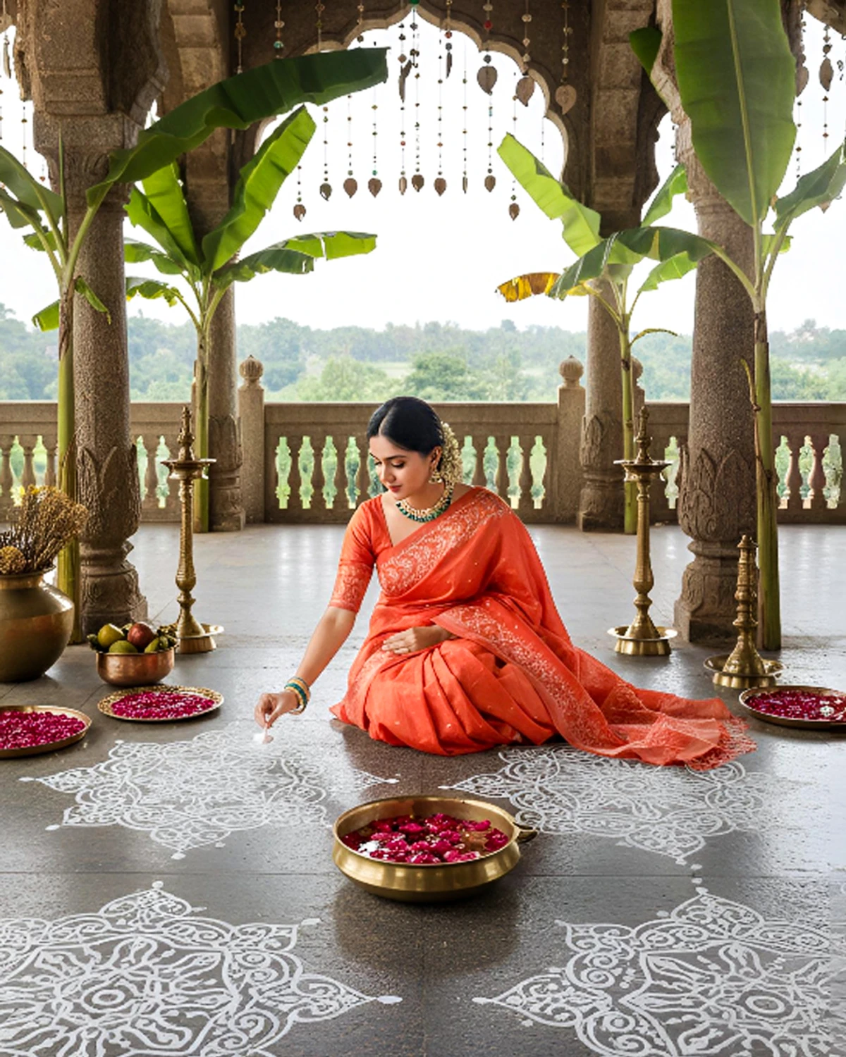 Orange Tussar Dhakai Saree