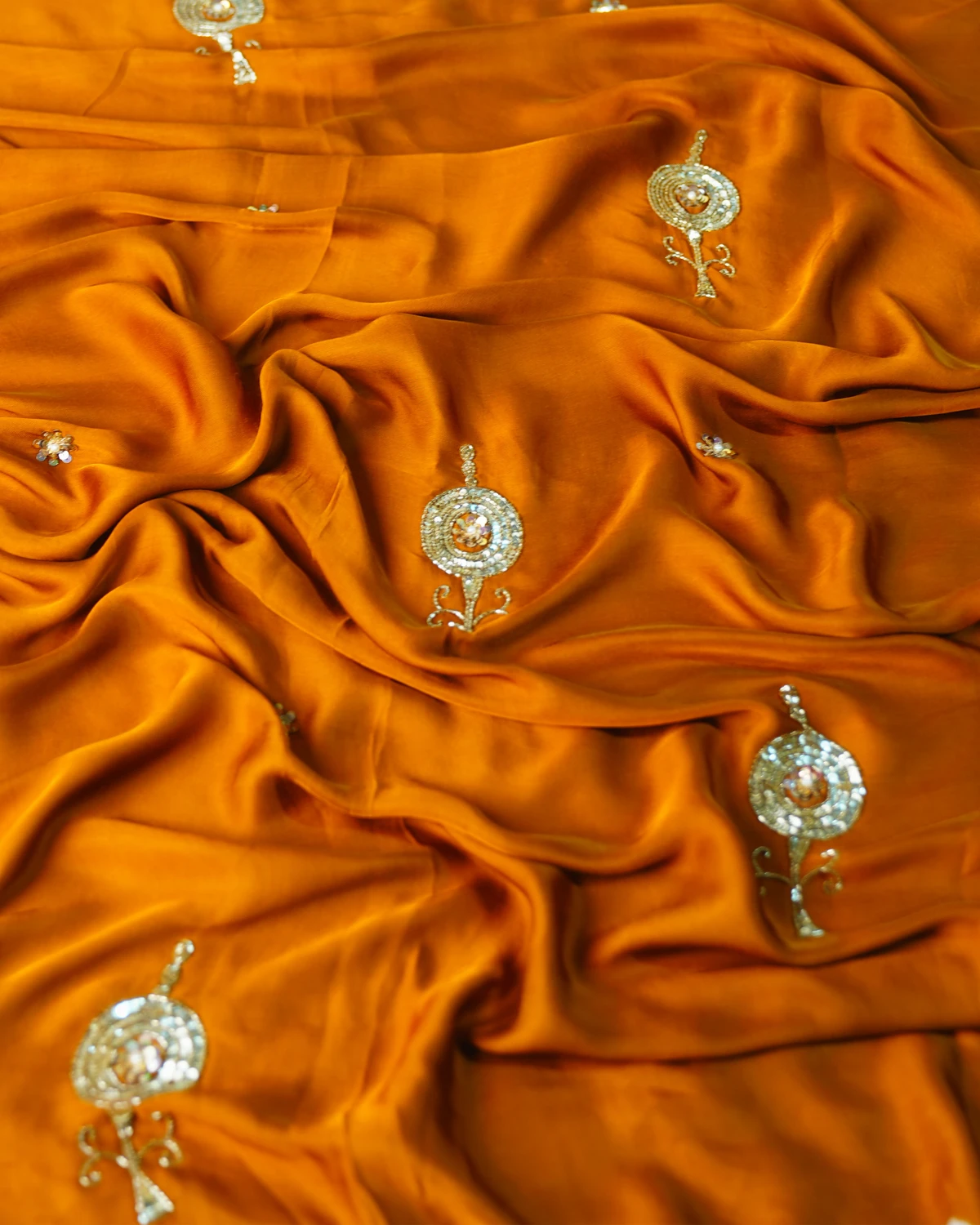 Orange Ajrakh Modal Silk Saree